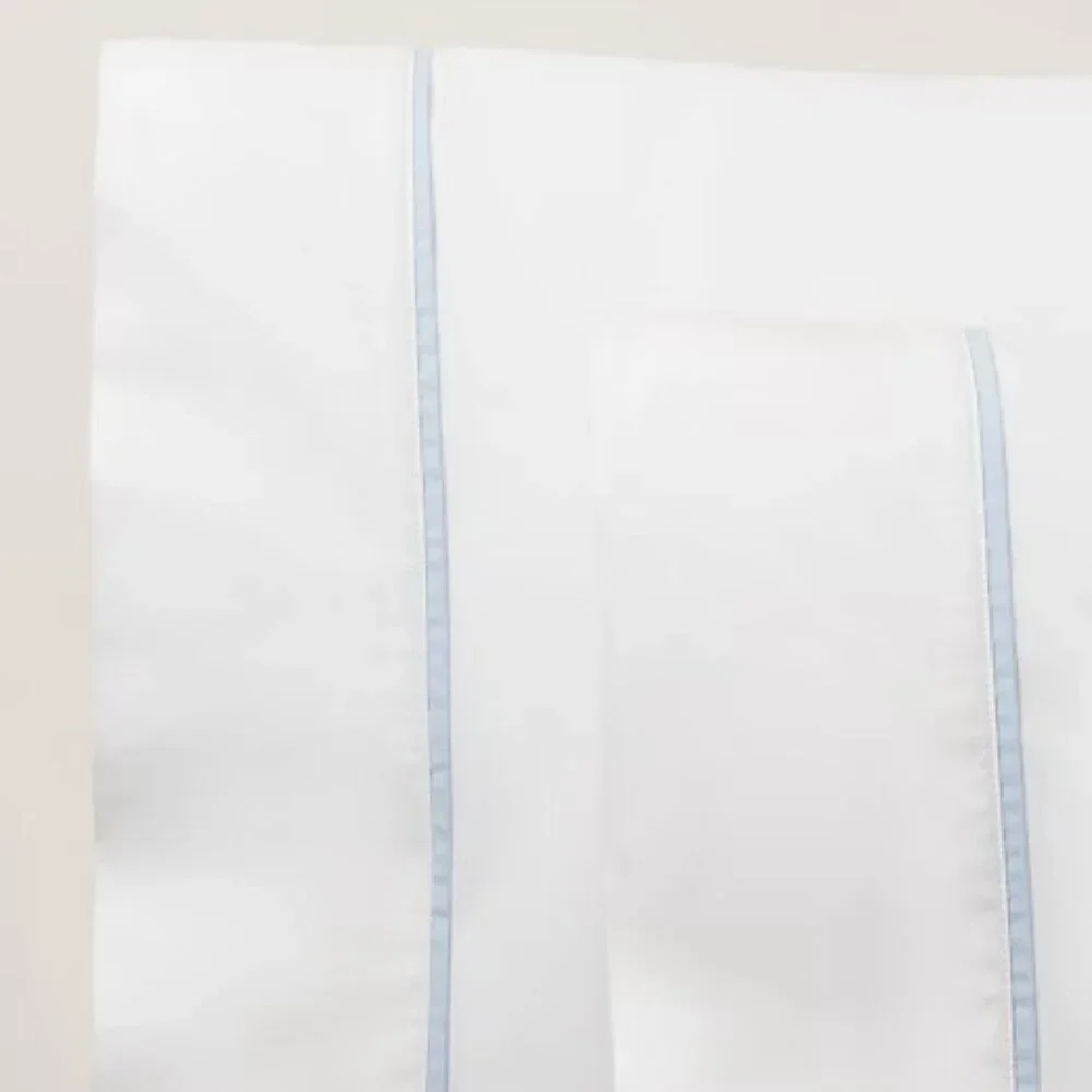 RALPH LAUREN Organic Cotton Palmer 2 pack STANDARD Pillowcases Sky Blue trim